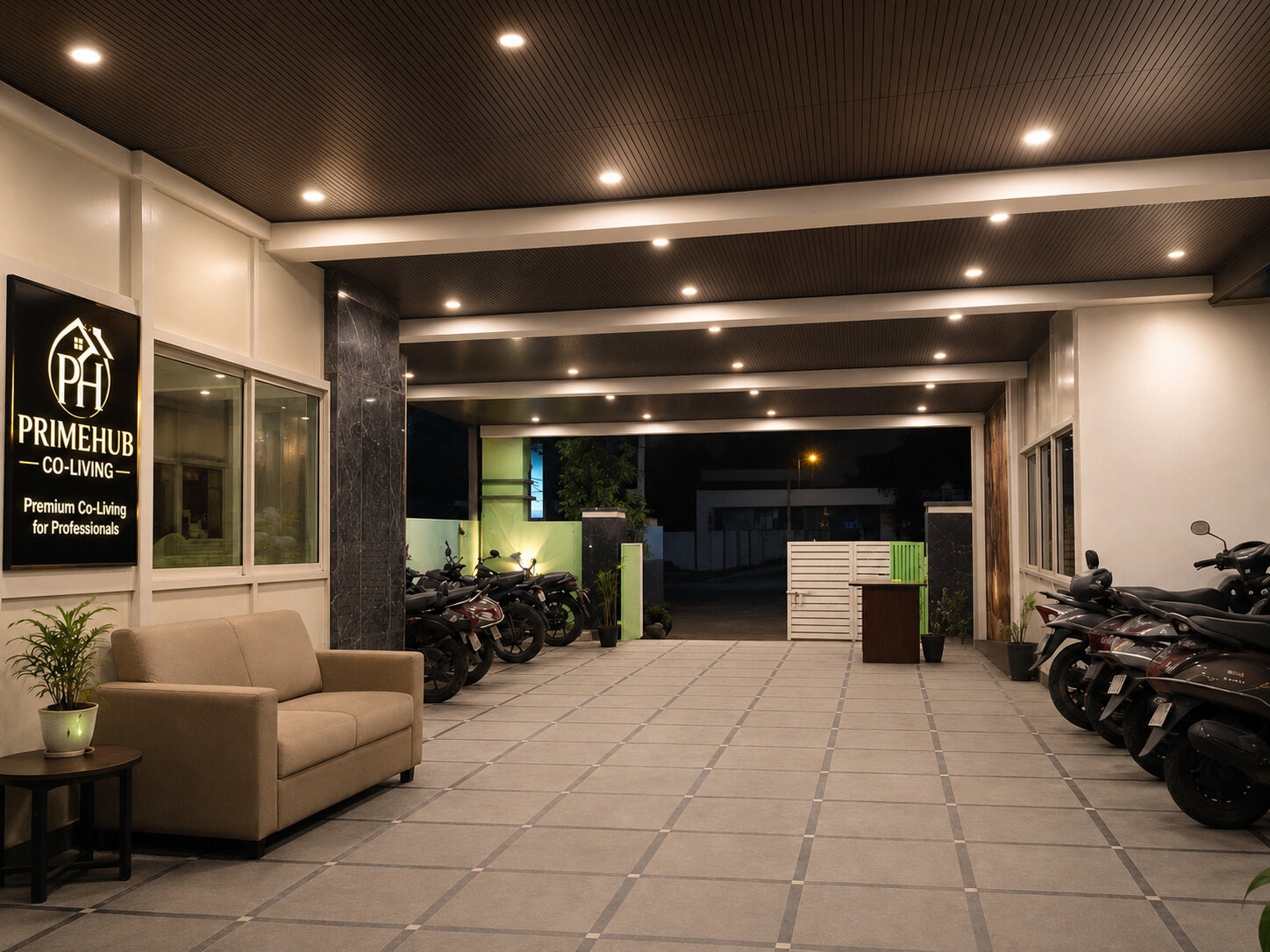 Parking area at Prime Hub Premium Coliving in Kondapur