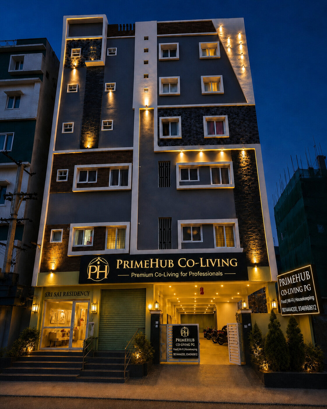 Exterior building at Prime Hub Premium Coliving in Kondapur